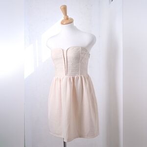 Staring at stars | pastel cute cream strapless womens dress barbiecore